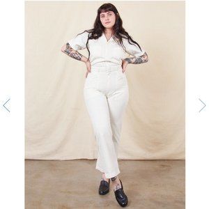 White Big Bud Press Short Sleeve Jumpsuit